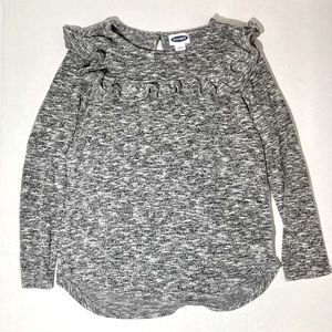 Soft Heathered Gray Ruffle Top with Keyhole Back